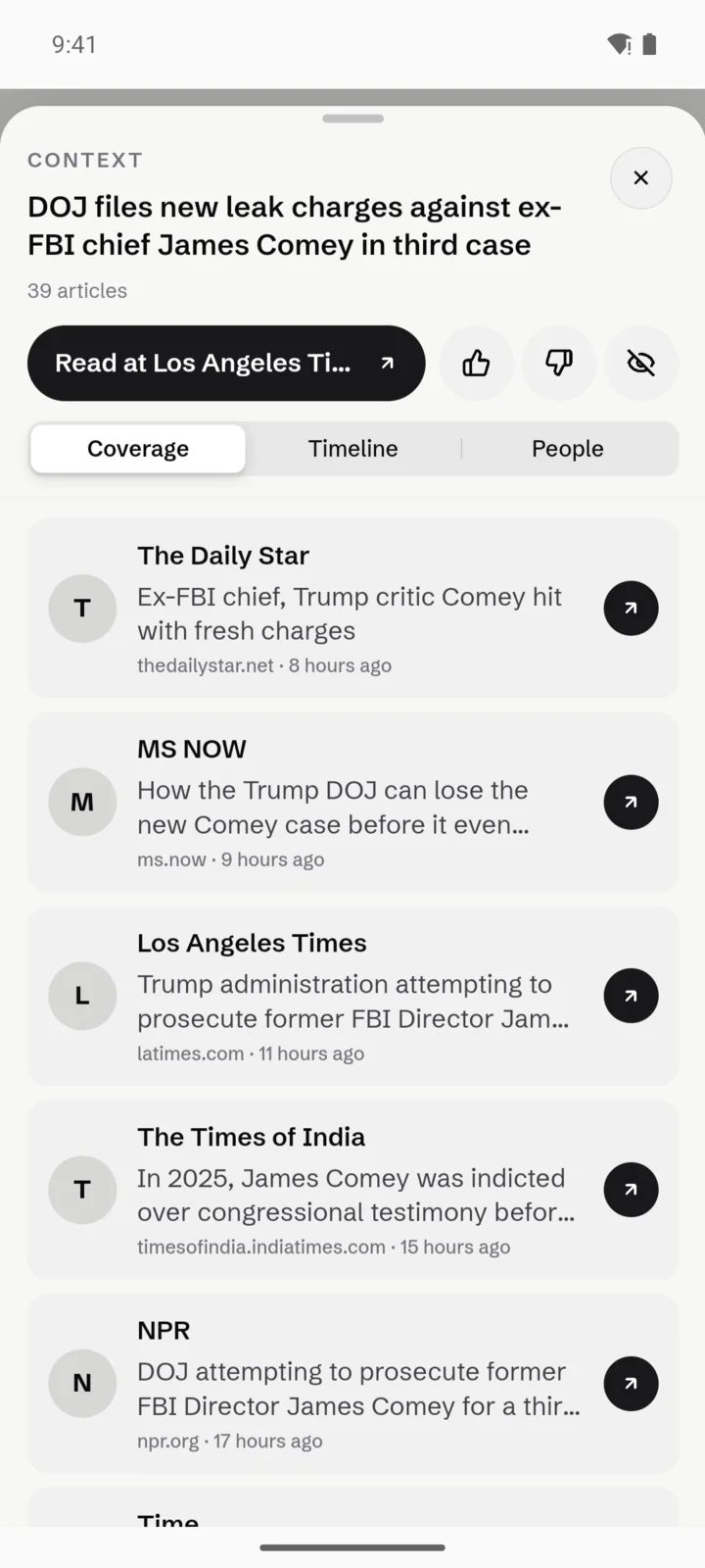 A brief's sources in the Verso app